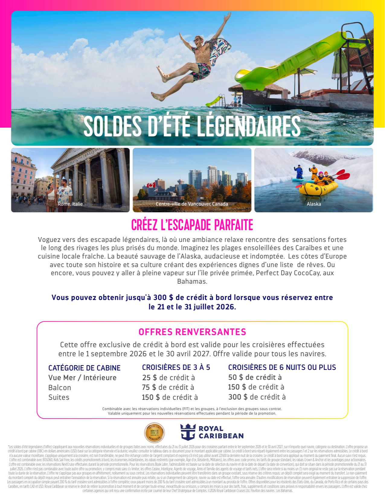 Cruise promotion Legendary summer sales with Voyages Aquaterra