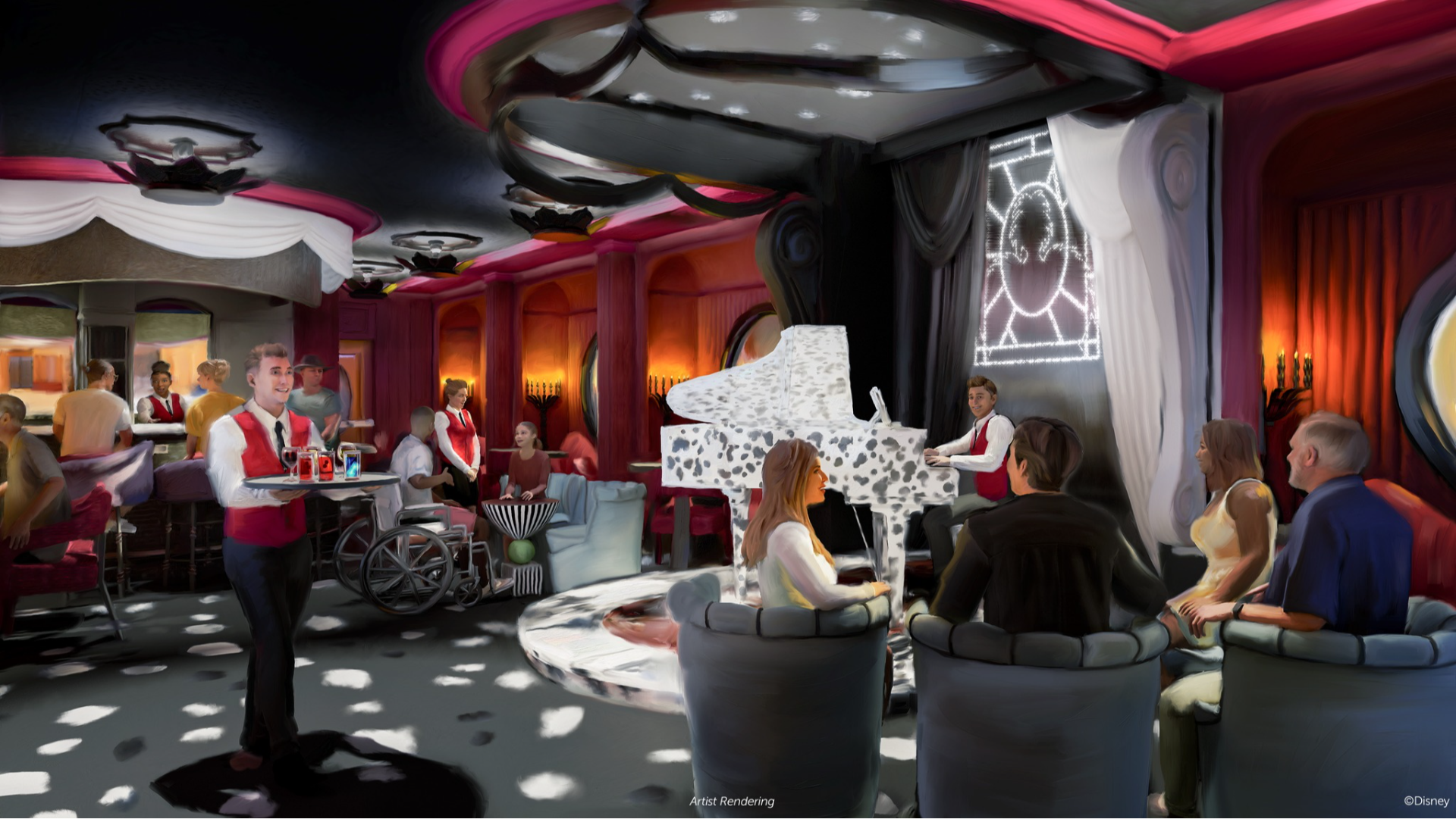 Disney Destiny Disney Cruise Line De Vil’s Piano Lounge Disney Destiny Disney Cruise Line De Vil’s Piano Lounge