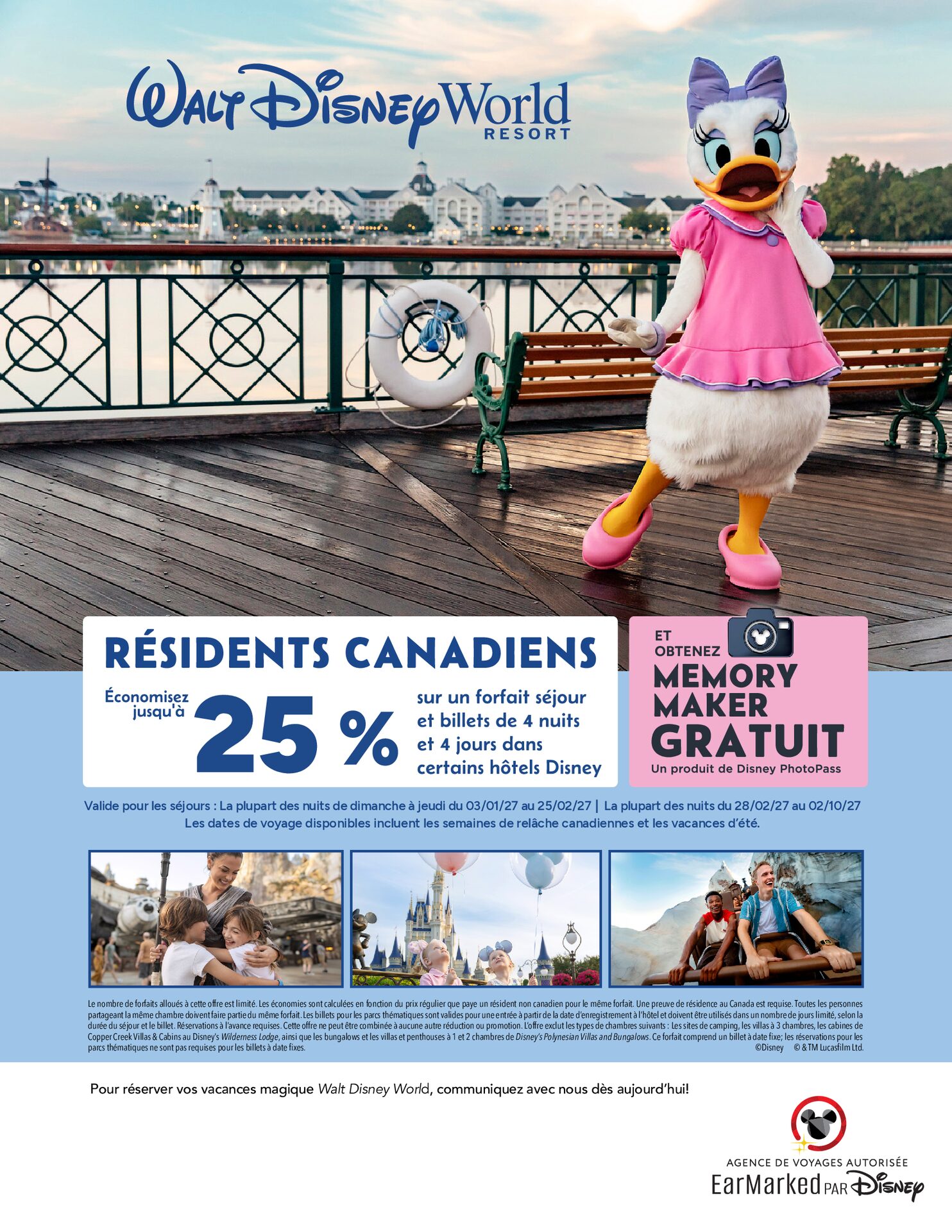 Résidents canadiens : jusqu'à 25 % sur un forfait chambre et billets de 4 nuits et 4 jours à Walt Disney World, Memory Maker gratuit Résidents canadiens : jusqu'à 25 % sur un forfait chambre et billets de 4 nuits et 4 jours à Walt Disney World, Memory Maker gratuit