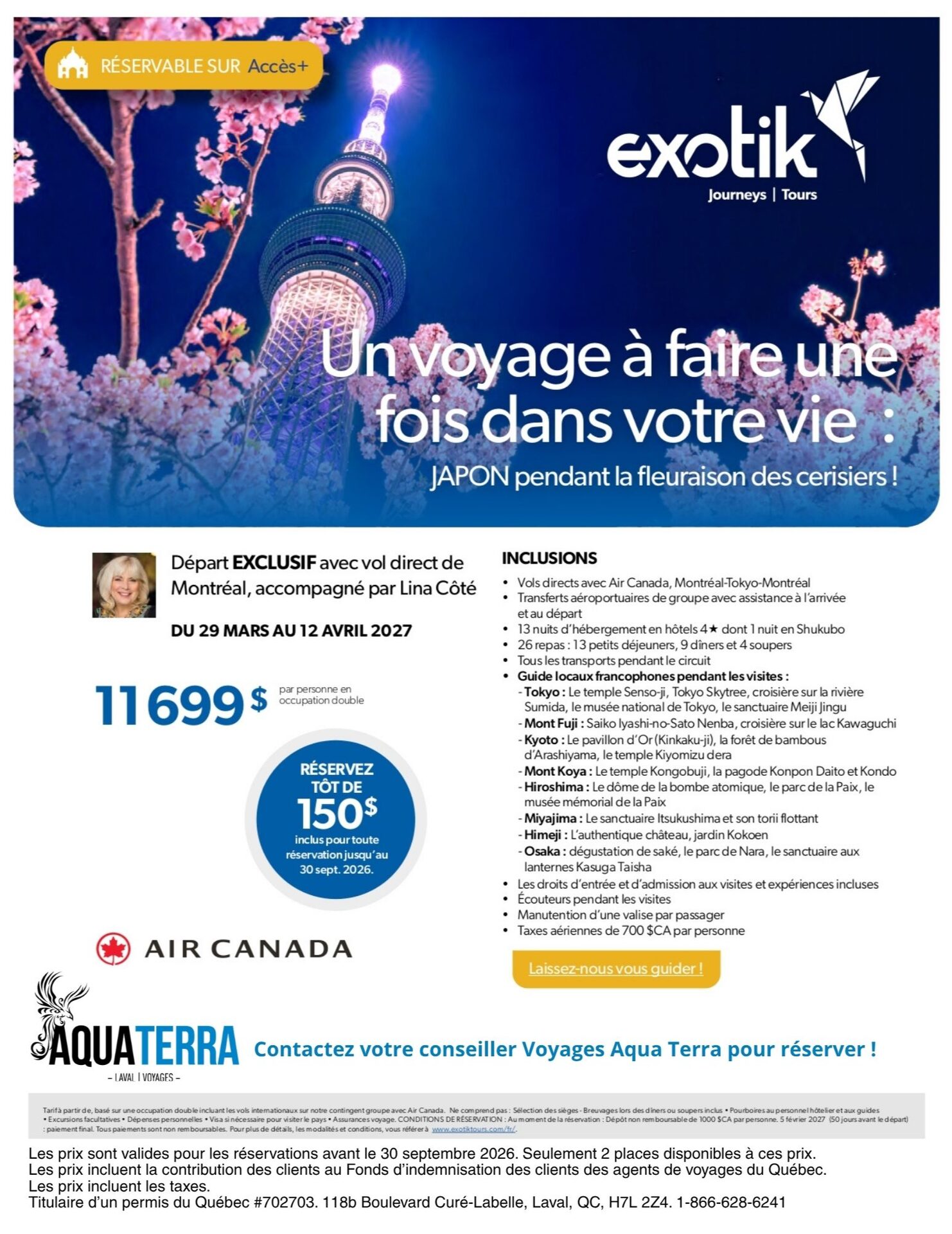 Exotik Tours Japan promotion during cherry blossom season with Aquaterra Voyages