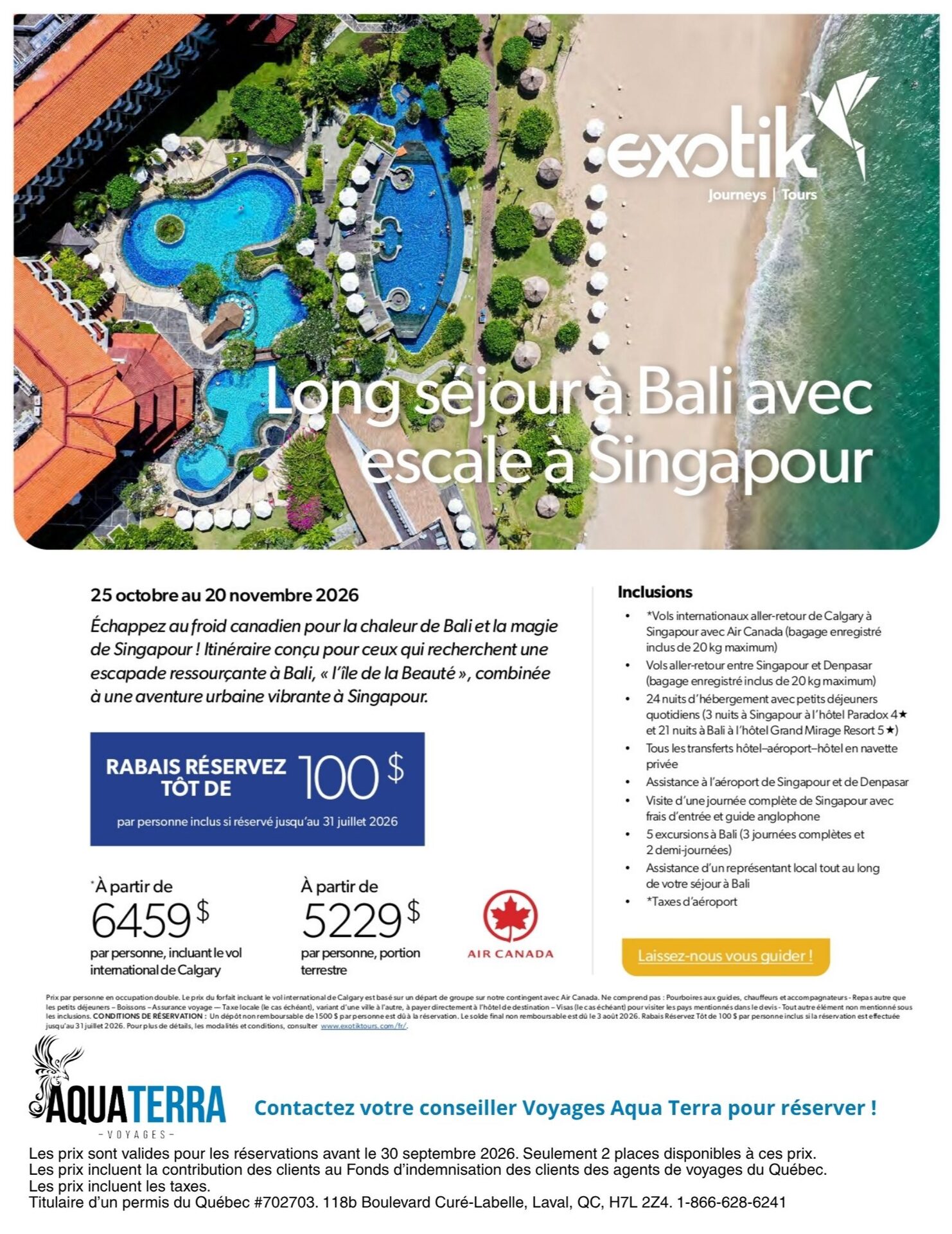 Promotion Exotik Long séjour à Bali avec Voyages Aqua Terra Promotion Exotik Long séjour à Bali avec Voyages Aqua Terra