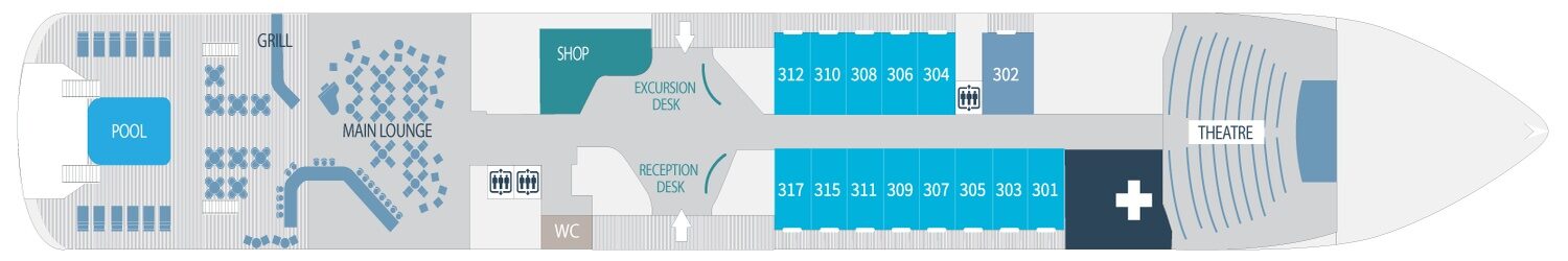 Piscine, salon principal et théâtre