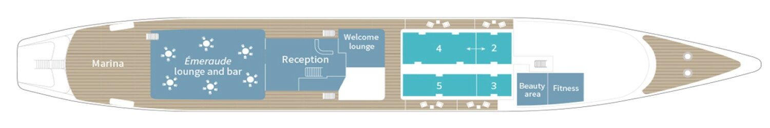 Marina, Émeraude Lounge and Bar, Reception, Welcome Lounge, Beauty Area and Fitness