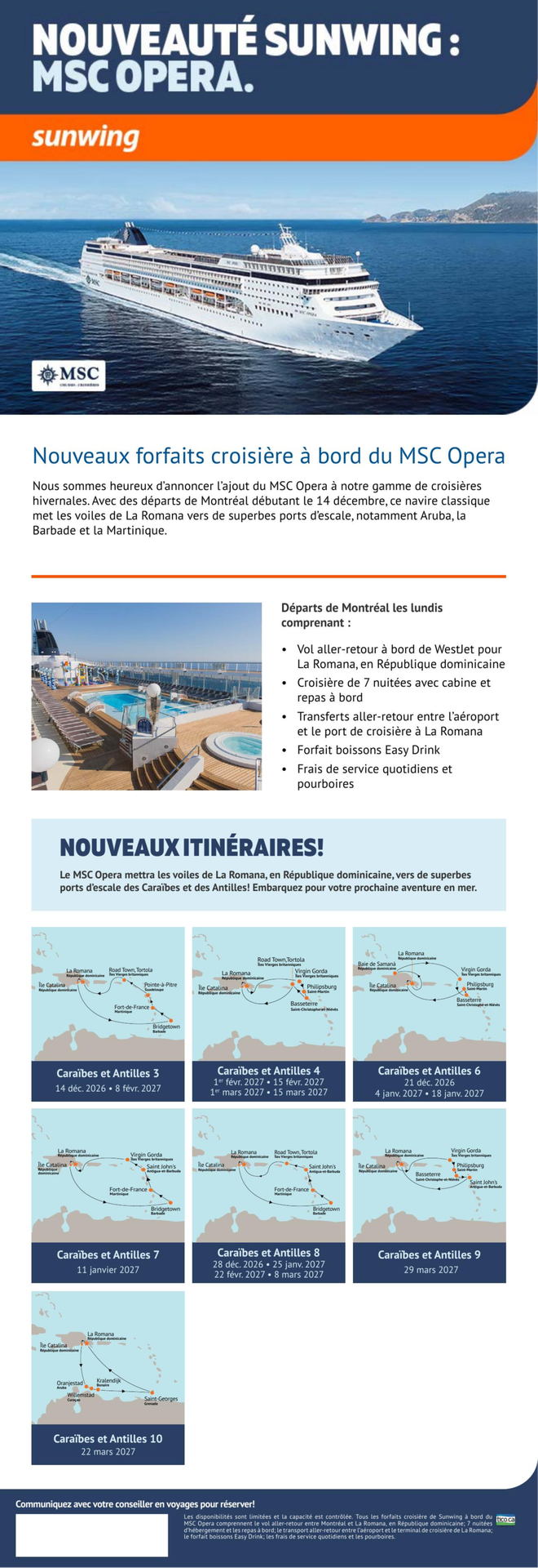 Nouveauté Sunwing : MSC Opera avec Voyages AquaTerra